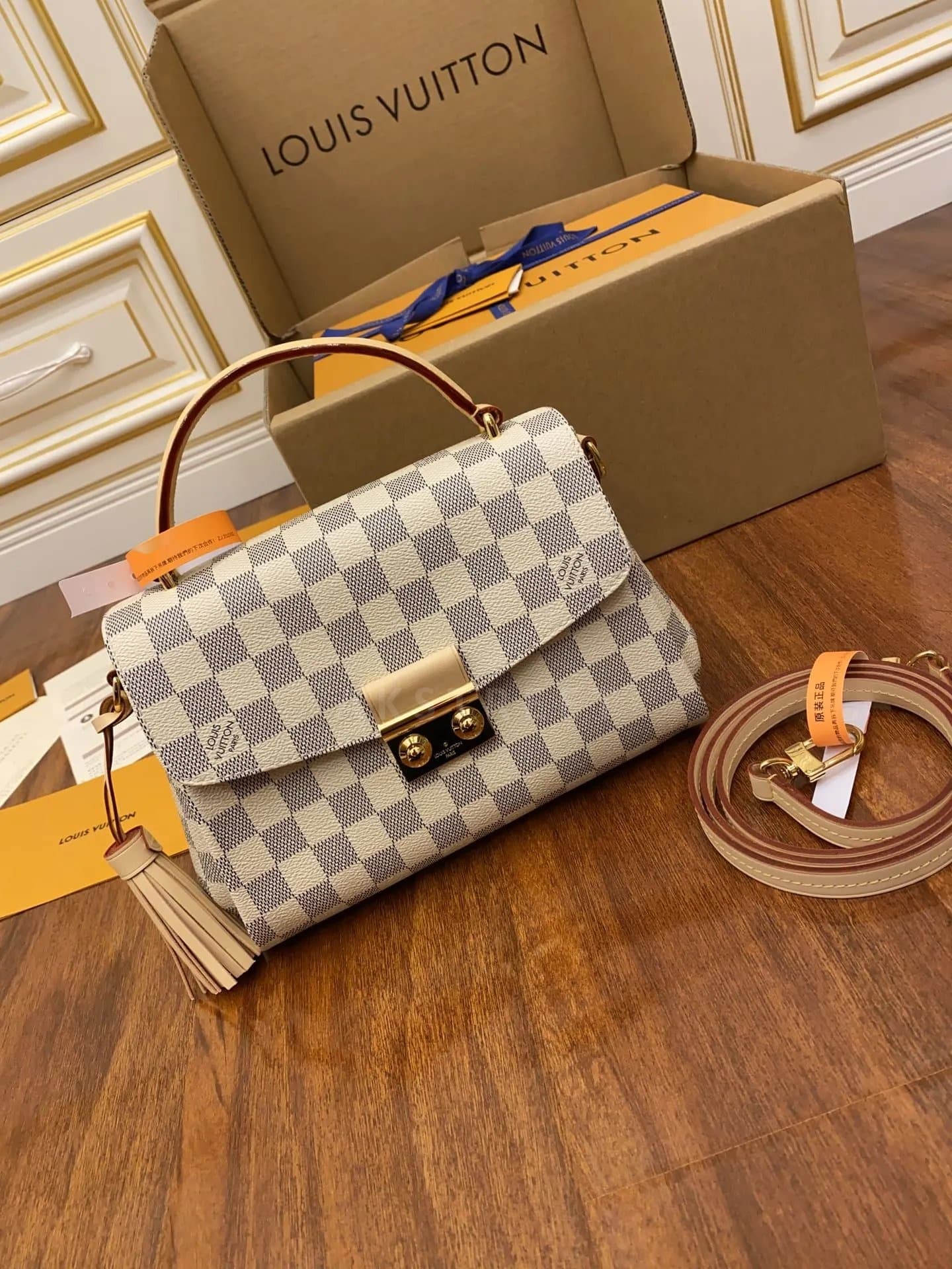LV Louis Vuitton Croisette Damier Canvas Bag Portable…