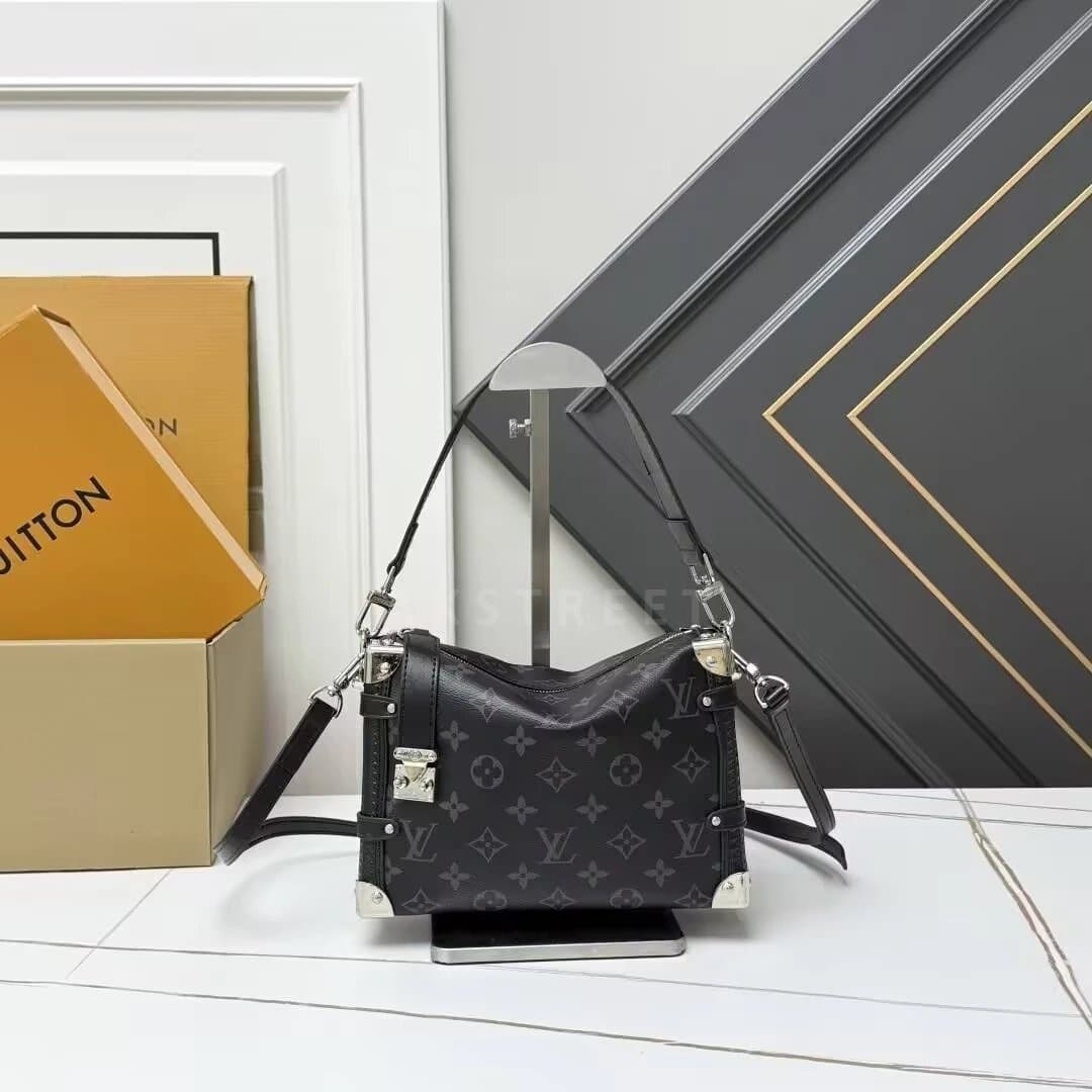 LV Louis Vuitton Classic Damier Canvas Calfskin Trim Soft…